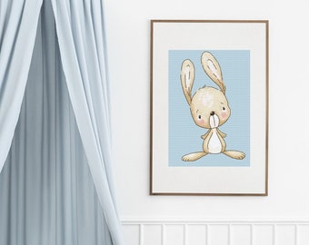 Patrón de punto de cruz Baby Rabbit - descarga instantánea en PDF
