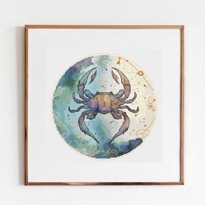 Cancer Zodiac Sign Watercolor Cross Stitch pattern
