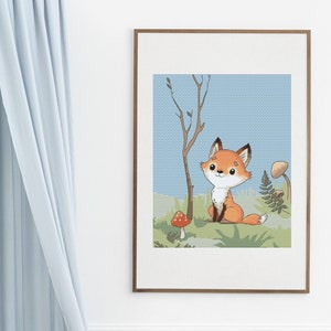 Baby fox Cross stitch pattern - instant PDF download