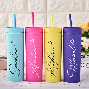 Personalized Tumbler With Straw, Custom Skinny Tumbler, Bridesmaid ...