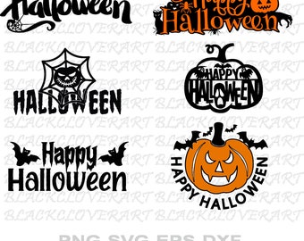 HAPPY HALLOWEEN SVG -6 desing -Clipart- Halloween svg -Svg,Eps,Png-Halloween Clipart