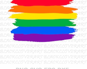 Könnte beinhalten: Ein Regenbogen-Pinselstrich-Design mit dem Text "BLACK CLOVERART", der in Weiß auf schwarzem Hintergrund wiederholt wird. Der Text "PNG-SVG-EPS-DXF" ist ebenfalls in Weiß enthalten.