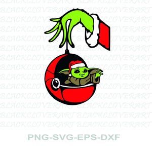 Peut inclure: Une main verte avec un bonnet de Père Noël rouge tient un ornement de Noël rouge. À l'intérieur de l'ornement se trouve un extraterrestre vert portant un bonnet de Père Noël et une robe brune.