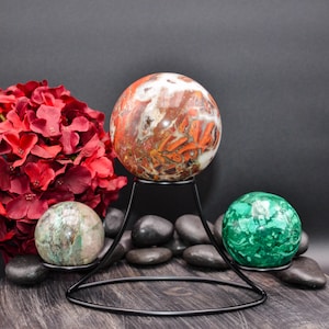 Three-Tier Black Metal Sphere Stand