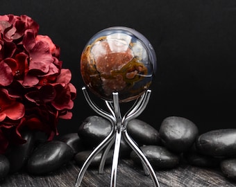 Display Stand, Reversible Brass Claw Holder | Silver Finish | Medium 4Inch, Under 55Mm Spheres
