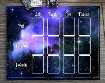 Tarot Cloth for General Reading, Galaxy Print Tarot Spread Mat, Celestial Oracle Mat, Tarot Card Altar Cloth, Witchcraft Spiritual Tool