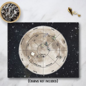 Full Moon Charm Casting Cloth Mat, Celestial Fortune Telling Tool for Divination Witch, Witchy Pagan Wiccan Gift, Lunar Altar Supplies
