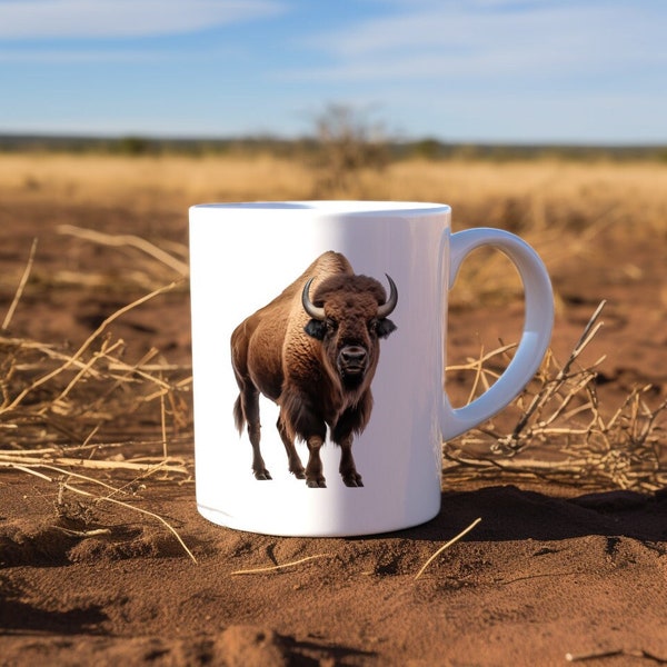 Tasse Bison - Tier Notfallgeschenk Wasserbüffel Geschenkidee Naturfreund Savanne Geburtstagsgeschenk Tierliebhaber Wild Kaffeebecher Afrika