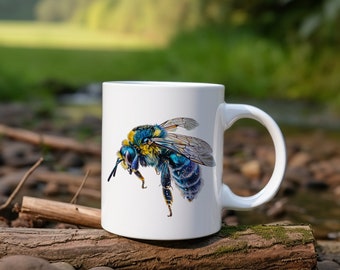 Tasse Blaue Biene - Tier Notfallgeschenk Geschenkidee Mama Naturfreund Teebecher Geburtstagsgeschenk Tierliebhaber Abstrakt Süß Kaffeebecher