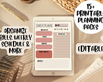 15+ Printable Planning Pages, Digital planning pages, Finance tracker, Weekly schedule, Rose