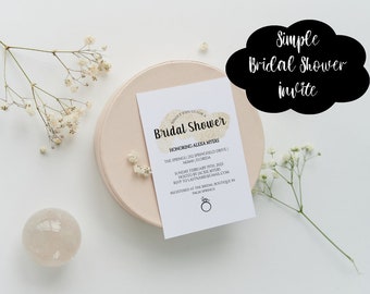 Simple BRIDAL SHOWER Invite, digital invite, DIY editable bridal shower invitation, minimalist invite, bridal shower printable,  gold