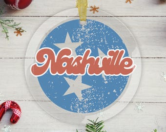 Nashville Glass Christmas Ornament, Tennessee Holiday Decor