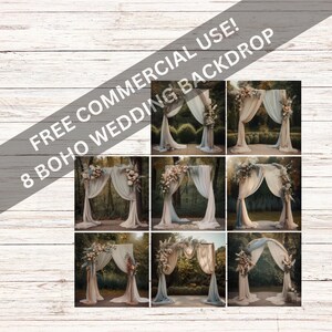 Boho Arch Wedding Digital Backdrop, Wedding Photo, Boho Wedding, Photography Backdrop, Photoshop Overlay Wedding Arch - 1501