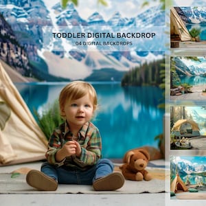 Great Outdoors Camping Digital Backdrop Digital Photography Backdrop, Digital Composite, Photoshop Overlay Toddler Overlay, Boy Girl - 1531