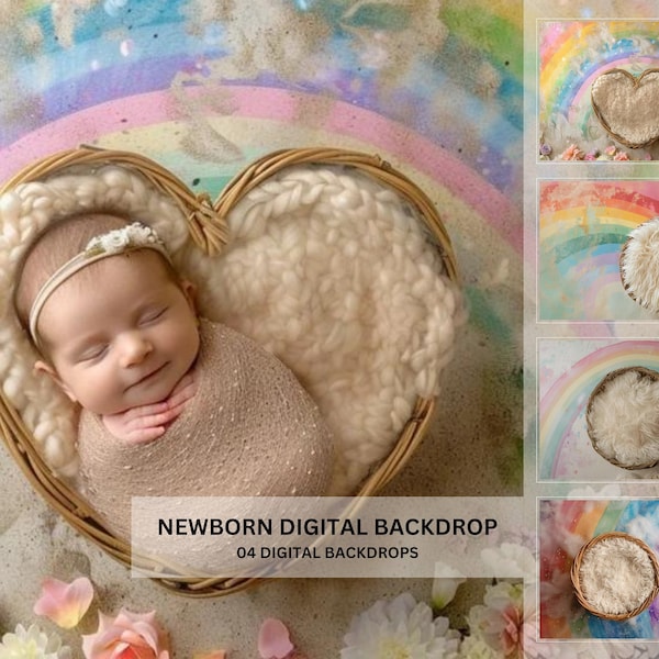 Rainbow Newborn Digital Backdrop, Digital Photography Backdrop, Digital Composite, Photoshop Overlay Newborn Overlay, Rainbow Baby -1533