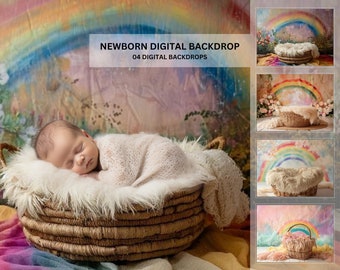 Rainbow Newborn Digital Backdrop, Digital Photography Backdrop, Digital Composite, Photoshop Overlay Newborn Overlay, Rainbow Baby -1535