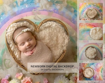 Rainbow Newborn Digital Backdrop, Digital Photography Backdrop, Digital Composite, Photoshop Overlay Newborn Overlay, Rainbow Baby -1533