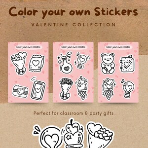 Bemalen Sie Ihre eigenen Aufkleber - Party Geschenke Klassenzimmer Geschenke Drucken Sie Ihre eigenen Aufkleber Valentinstag Aufkleber Party Favor DIY Aufkleber Blumen