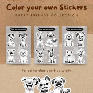 Farbe deine eigenen Aufkleber - Party Geschenke Klassenzimmer Geschenke Drucken Sie Ihre eigenen Aufkleber Welpe Aufkleber Mitbringsel DIY Aufkleber Hund Aufkleber Welpe