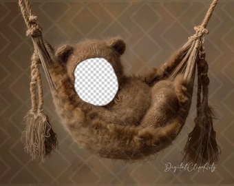 Sleepy bear Newborn Digital Backdrop, Face Insert, Digital Photography Backdrop, Digital Composite, Photoshop Add Face Photo - 8116