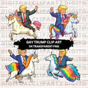 Gay Trump Clip Art - 04 Transparente PNG Dateien - Digitaler Download - Grafik Download - Trump Riding Einhorn Gay Pride LGBTQ - 1238