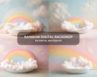 Rainbow Newborn Digital Backdrop, Digital Photography Backdrop, Digital Composite, Photoshop Overlay Newborn Overlay, Rainbow Baby -1522