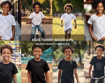 Mockup de camiseta para niños - Mock up de camiseta blanca Mock up de camiseta negra - 08 Mockups de camiseta