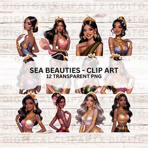 Belleza del Mar - 12 archivos PNG transparentes Descarga digital Reinas Jemer Lao Camboyano Tailandés Personajes de dibujos animados Clip art Pegatinas - 1337