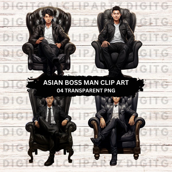 Asian Boss Man Clip Art - 04 Transparent PNG files - Digital Download - Graphics Download - Asian Man Ethnic Clip Art - 1244