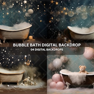 Bubble Bath Kids Digital Backdrop Digital Photography Backdrop, Digital Composite, Photoshop Overlay Toddler Overlay, Boy Girl Newborn -1525