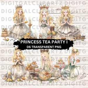 Kleine Prinzessin Tea Party I Clip Art - 06 Transparente PNG-Dateien - Digitaler Download - Kleine Prinzessin Tea Party Aquarell - 1180
