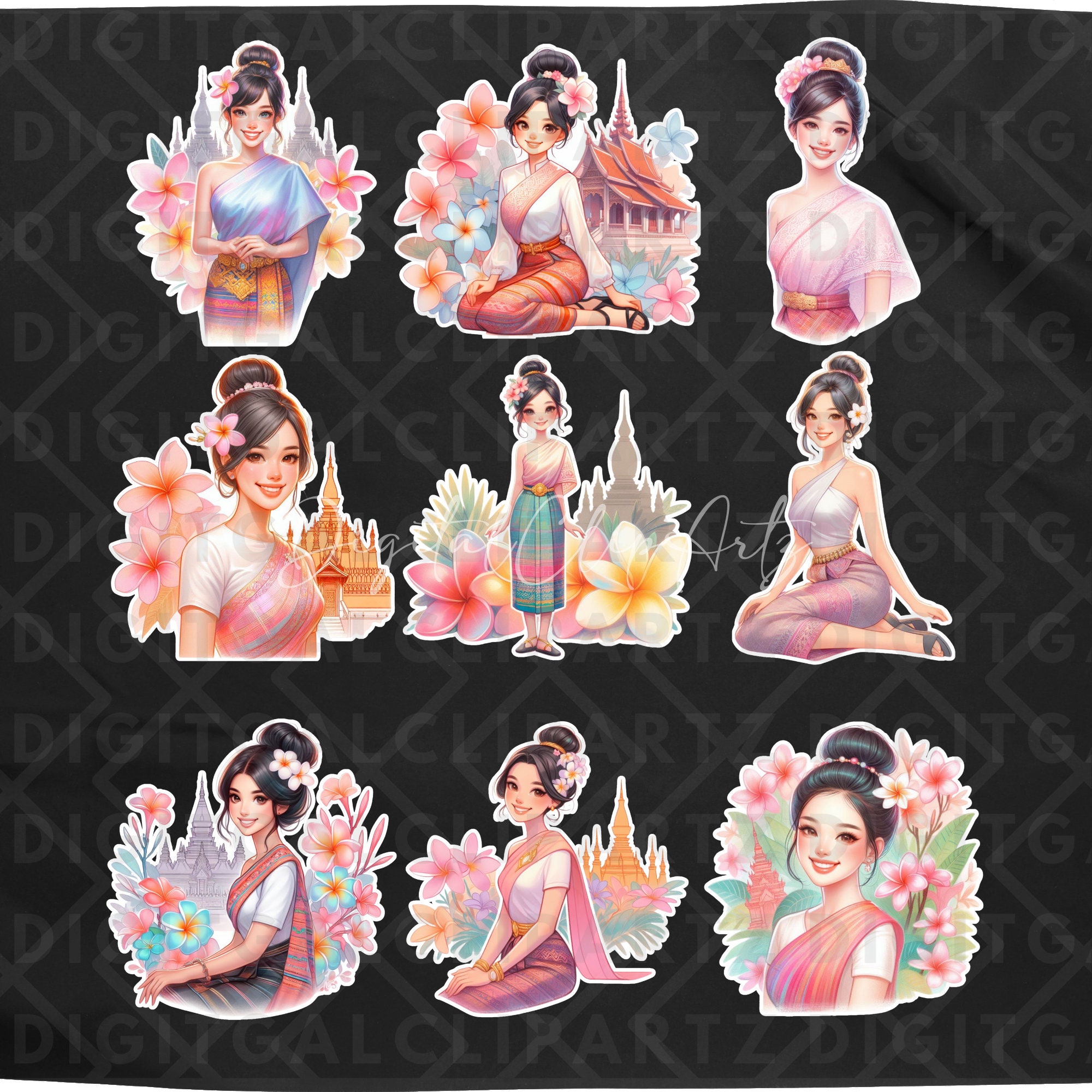 Asian Girl Clip Art 09 Transparent PNG Files Digital Download Cute