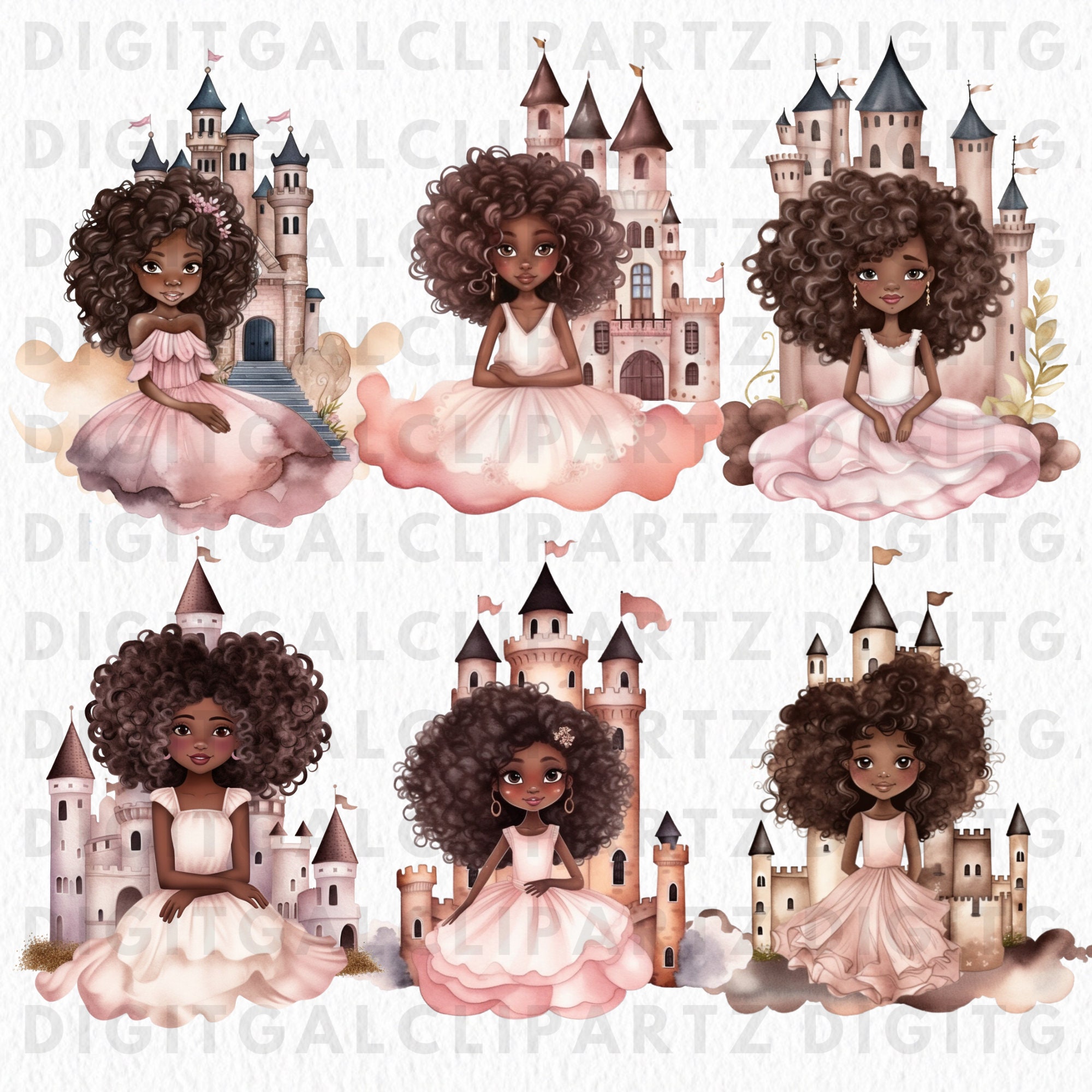 Watercolor Little Princess I Clip Art- 06 Transparent PNG Files ...
