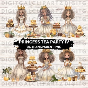 Little Princess Tea Party IV Clip Art- 06 Transparent PNG files - Digital Download - Little Princess Tea Party Watercolor - 1183