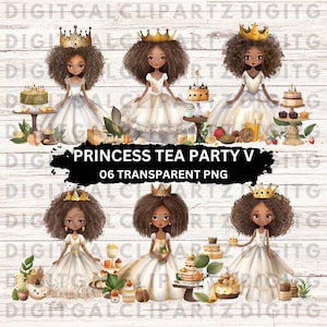 Little Princess Tea Party V Clip Art- 06 Transparent PNG files - Digital Download - Little Princess Tea Party Watercolor - 1184