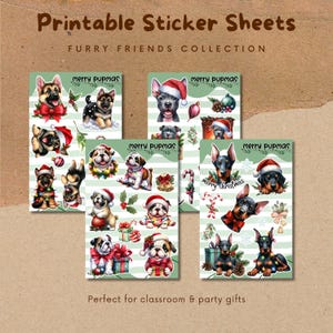 Merry Pupmas Welpe Weihnachten - Party Geschenke Drucken Sie Ihre eigenen Aufkleber Welpen Aufkleber Party Favor DIY Aufkleber Hundeaufkleber Hunde Geschenke