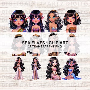SEA Fantasy Elfen 12 Transparente PNG Dateien Aquarell Digital Download Inspiriert Hmong Laotisch Thai Hill Tribe Khmer Frauen schön - 1333