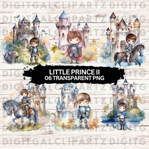 Watercolor Little Prince II Clip Art- 06 Transparent PNG files - Digital Download - Little Prince Little Knight Castle Little King - 1166