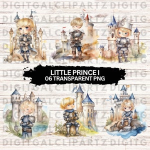 Aquarel Kleine Prins I Clip Art- 06 Transparante PNG-bestanden - Digitale Download - Kleine Prins Little Knight Castle Little King - 1165