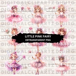 Aquarel Little Pink Fairy Clip Art- 09 Transparante PNG-bestanden-Digitale Download - Wand zwaaiende Fairy Pink Tutu - 1218