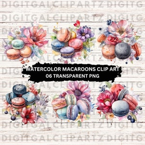 Aquarel Bitterkoekjes en Flower Clip Art - 06 Transparante PNG-bestanden - Digitale Download - Food Clip Art Dessert Clip Art Bitterkoekjes - 1197