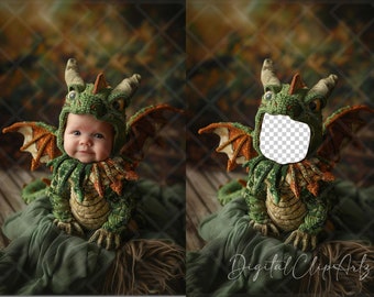 Dragon Baby Newborn Digital Backdrop, Face Insert, Digital Photography Backdrop, Digital Composite, Photoshop Add Face Photo - 8112