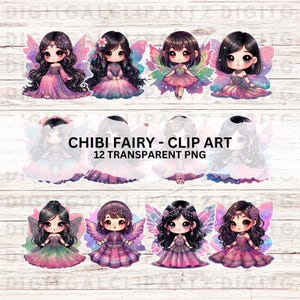 Chibi Fairy - 12 Transparente PNG Dateien Digitaler Download Niedliche Hmong Lao Thai Hill Tribe Lahu Frauen schöne Aufkleber - 1328
