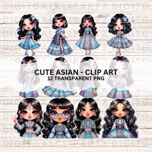 Süße Asiaten 12 Transparente PNG Dateien Aquarell Digital Download Inspiriert Hmong Lao Thai Hill Tribe Lahu Frauen schön - 1334