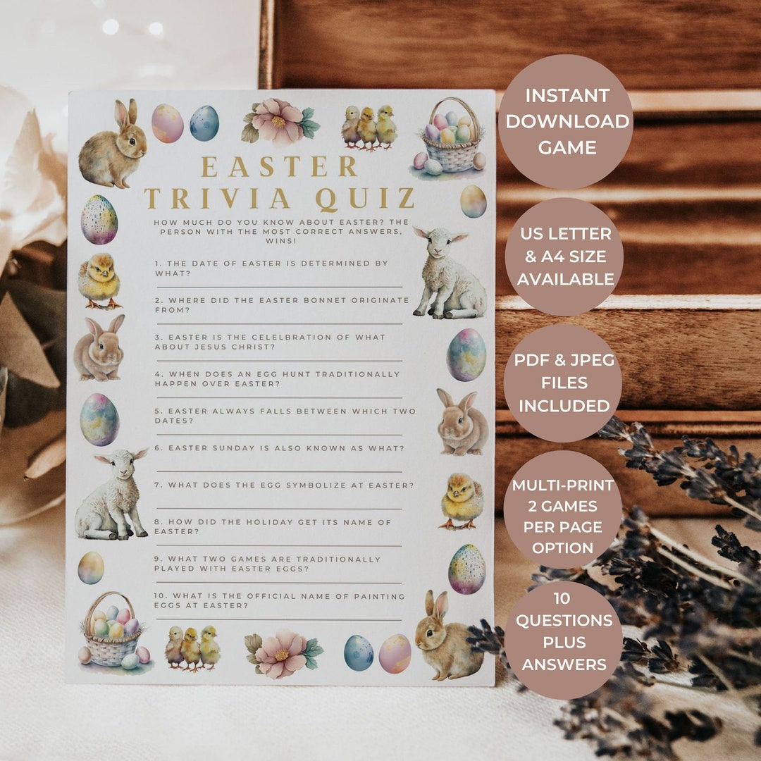 Easter Game Printable Easter Trivia Quiz Printable Easter Etsy