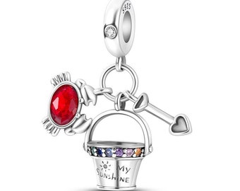 My Sunshine Crab Bucket Spade Love Heart Bracelet Compatible Pandora Comp Charm Sterling Silver 925 Dangle Bead Maman Maman Soeur Fille