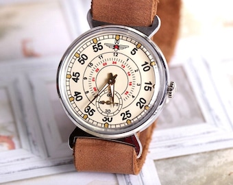Pobeda Militar soviético Reloj antiguo relojes URSS Raro. Este reloj ruso único fue creado para los pilotos soviéticos.