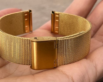 Correa de estilo de acero de metal dorado 18 mm 20 mm 22 mm para reemplazo de reloj