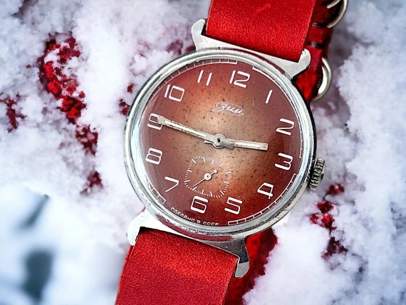 Pobeda ZIM Watch Soviet CCCP Dress Red Old Rare M… - image 4