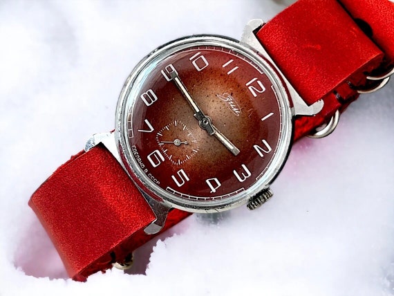 Pobeda ZIM Watch Soviet CCCP Dress Red Old Rare M… - image 10